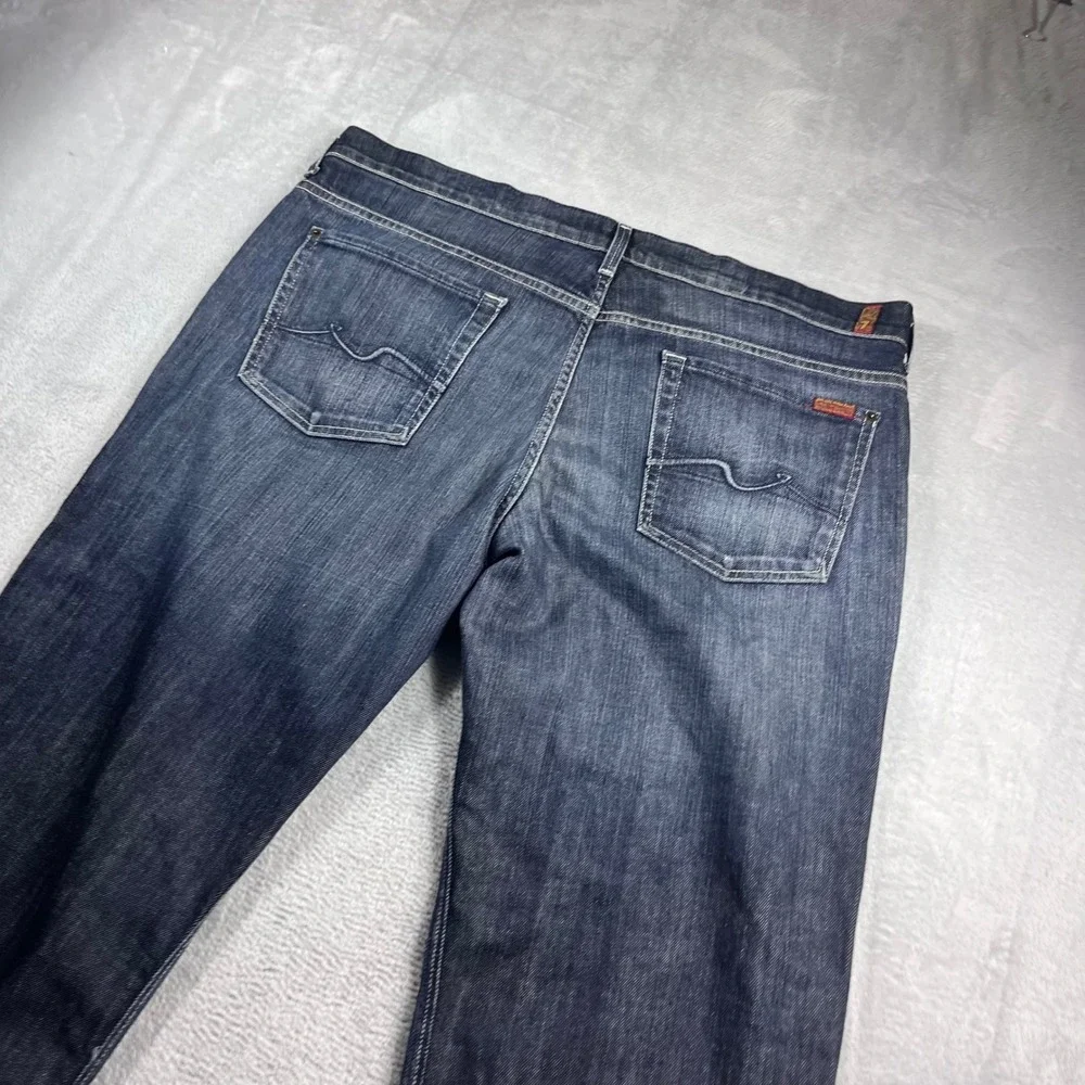 7 For All Mankind Standard Straight Leg Jeans Mens 38 Blue‎ T521408S Button Fly
